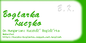 boglarka kuczko business card